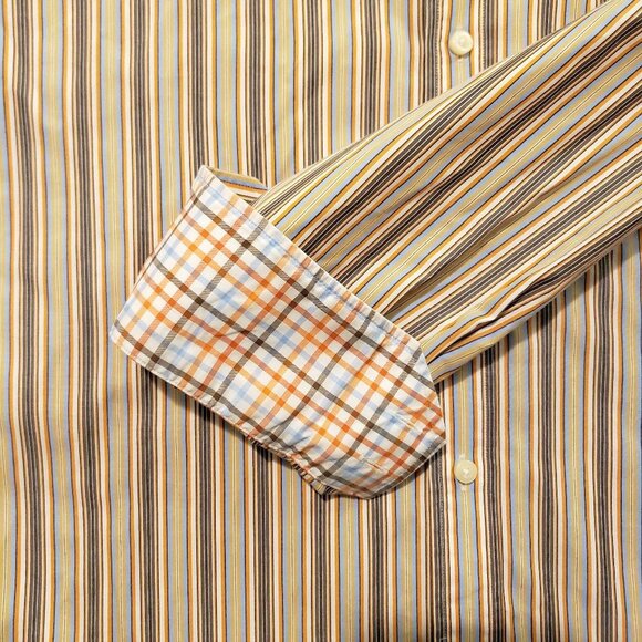 TAILORBYRD Striped Button Down Dress Shirt 2-Ply Cotton L Vertical Stripe - Picture 5 of 5
